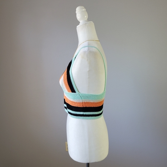 ZARA // multi-colored chevron stripe bralette style knit tank top sweater - Picture 2 of 8